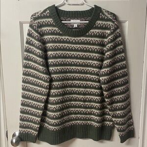 Croft & Barrow crewneck fair isle cottagecore knit floral sweater women size L